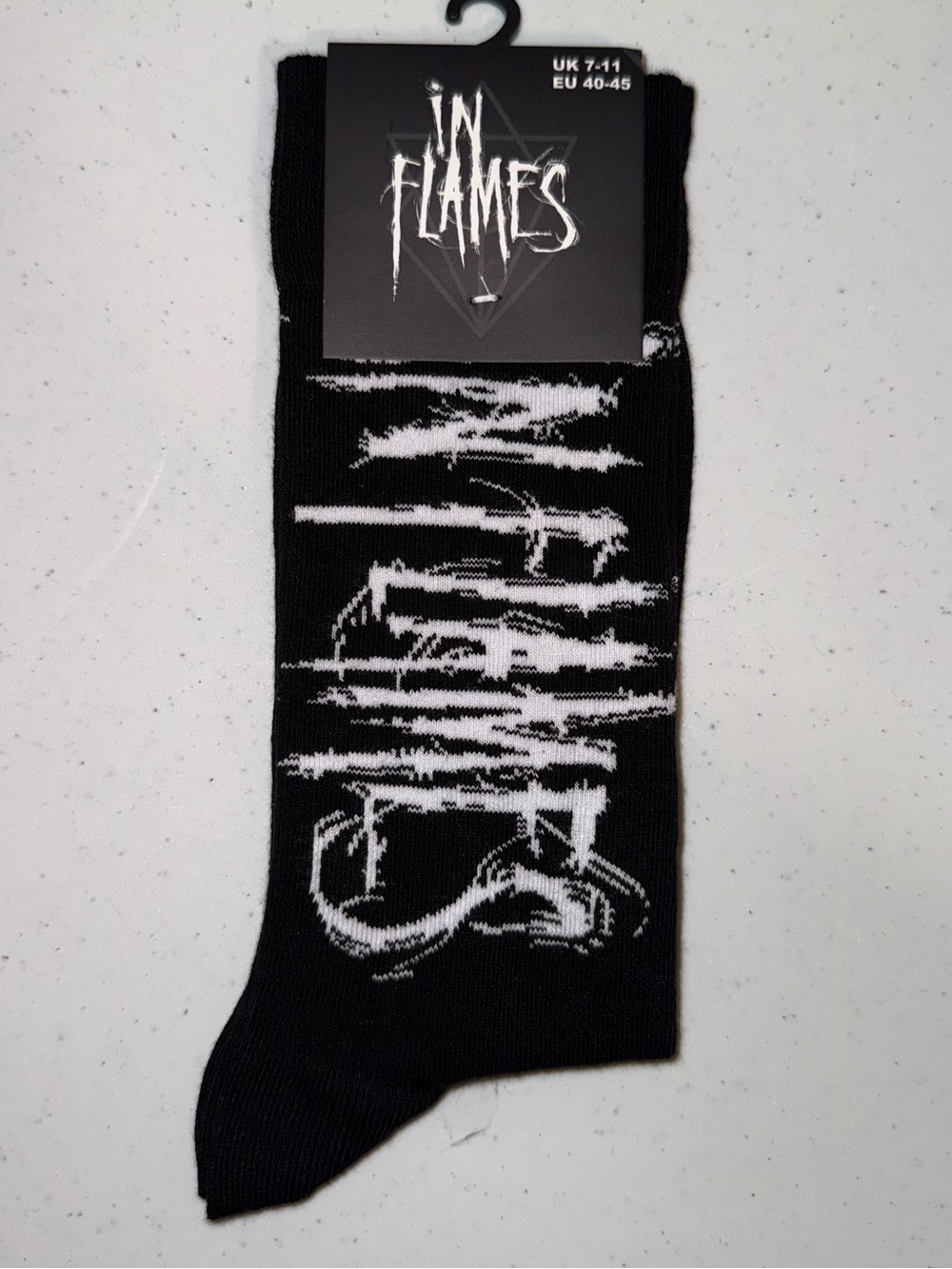 In flames band Black Crew Socks UK SIZE 7-11